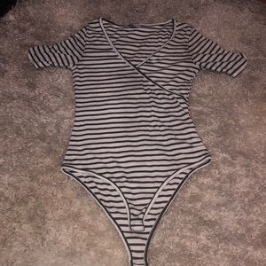 White and black stripe one piece